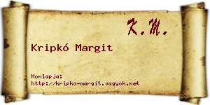 Kripkó Margit névjegykártya