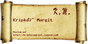 Kripkó Margit névjegykártya